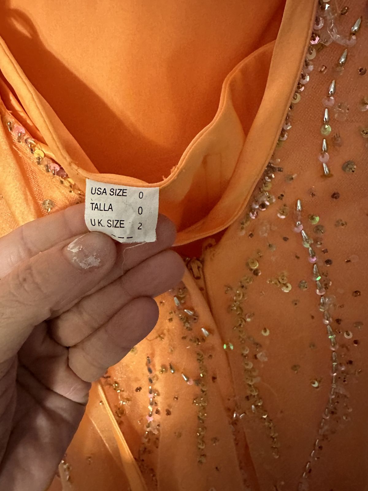 Size 0 Pageant Plunge Orange Ball Gown on Queenly
