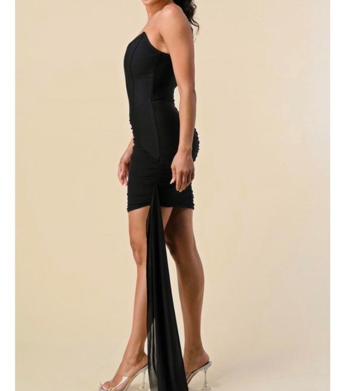 Size S Nightclub Strapless Black Cocktail Dress on Queenly