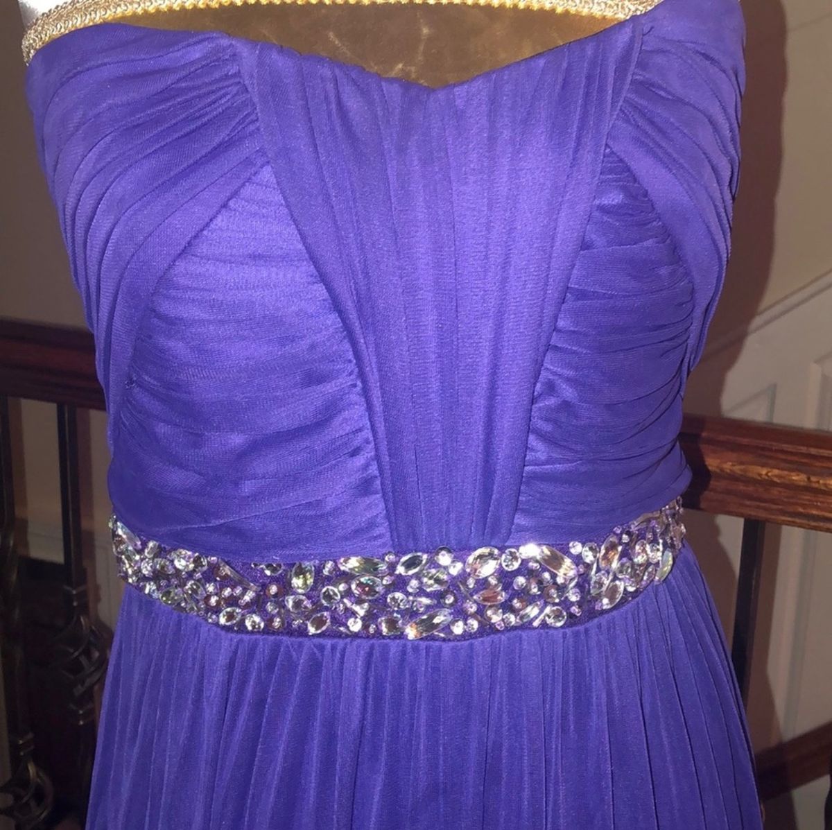 Size 12 Strapless Purple A-line Dress on Queenly