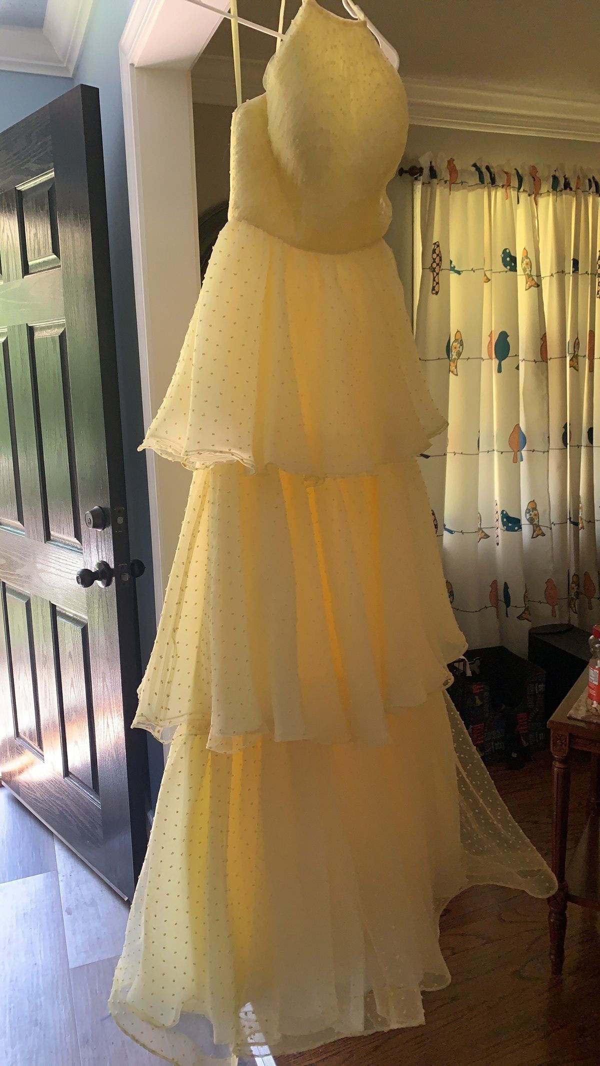 Ashley Lauren Size 2 Prom High Neck Yellow Dress With Train on Queenly