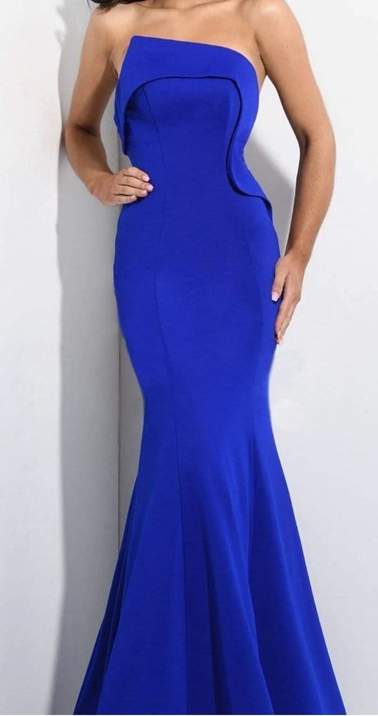 Jasz Couture Size 6 Prom Strapless Blue Mermaid Dress on Queenly