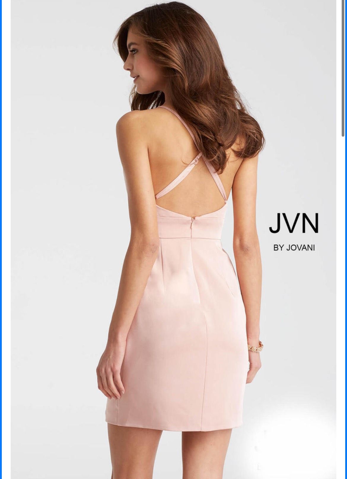 Style JVN57292A Jovani Size 10 Plunge Black Cocktail Dress on Queenly