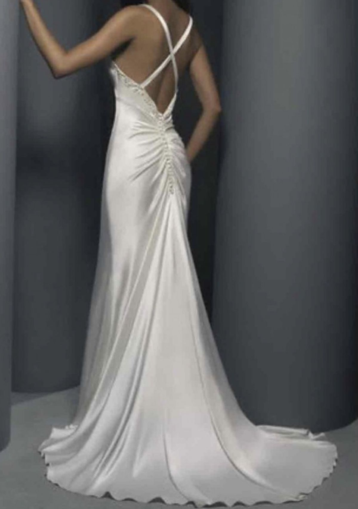 Demetrios Size 8 Wedding Plunge White Mermaid Dress on Queenly