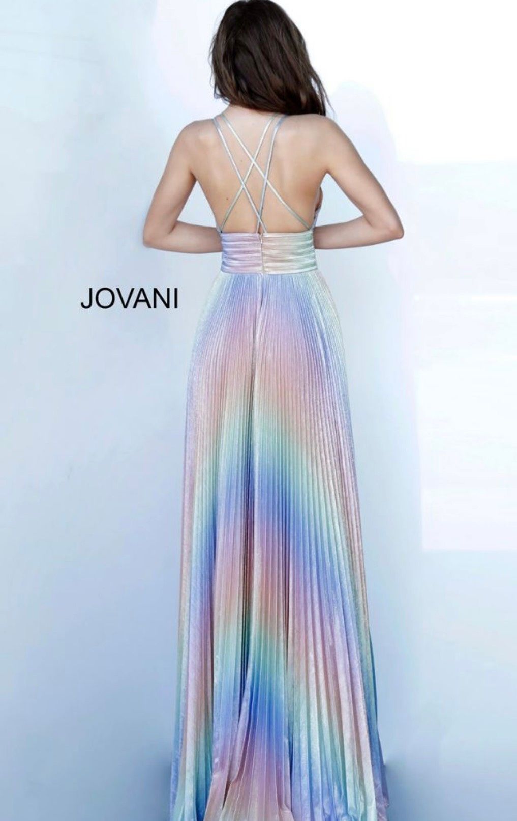 Jovani Size 4 Plunge Multicolor Floor Length Maxi on Queenly