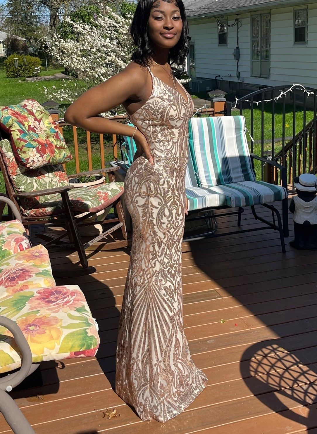 Windsor Size M Prom Gold Mermaid Dress on Queenly