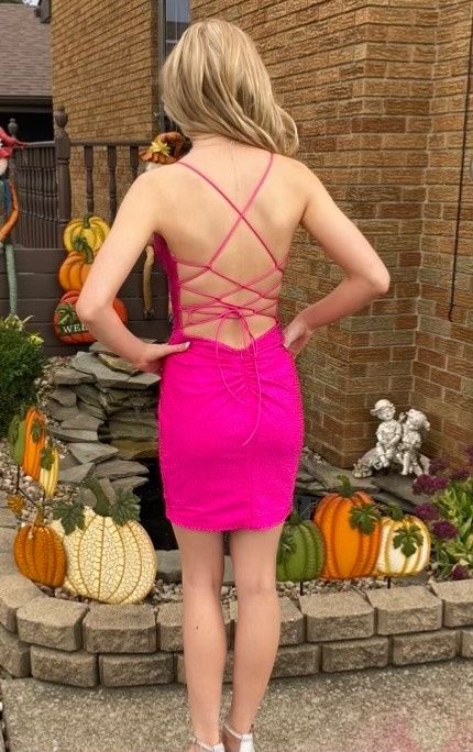 Sherri Hill Size 0 Prom Plunge Pink Cocktail Dress on Queenly
