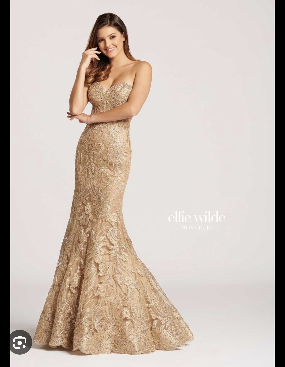 Elli Wilde Mon Cherri Size 8 Gold Mermaid Dress on Queenly