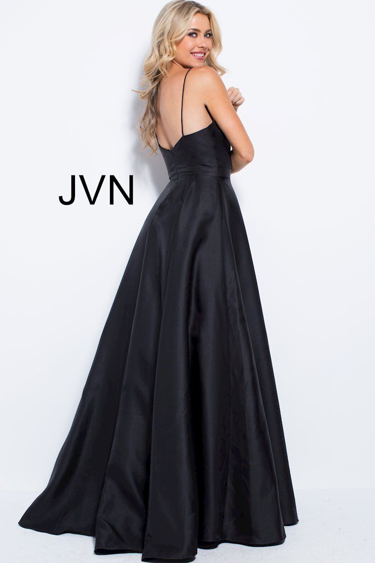 Style 48791 Jovani Size 4 Plunge Black A-line Dress on Queenly