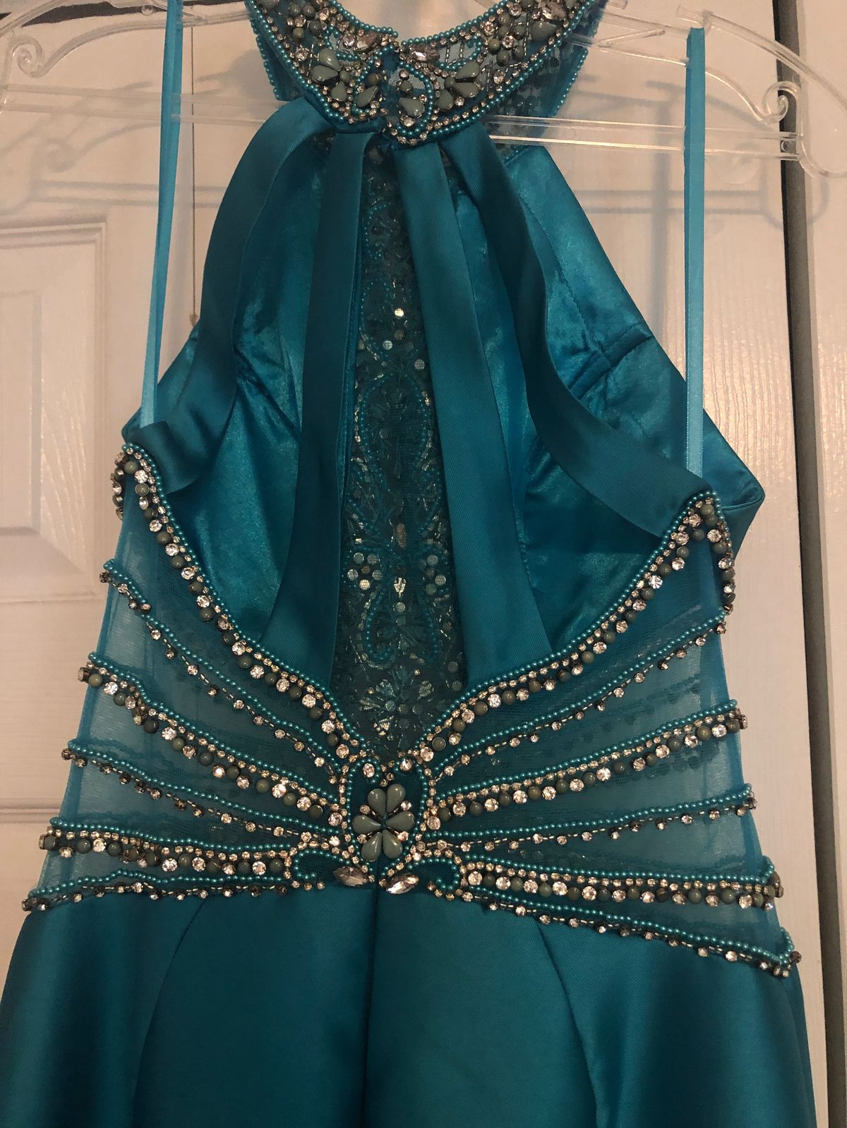 Size 2 Prom Halter Turquoise Blue Mermaid Dress on Queenly