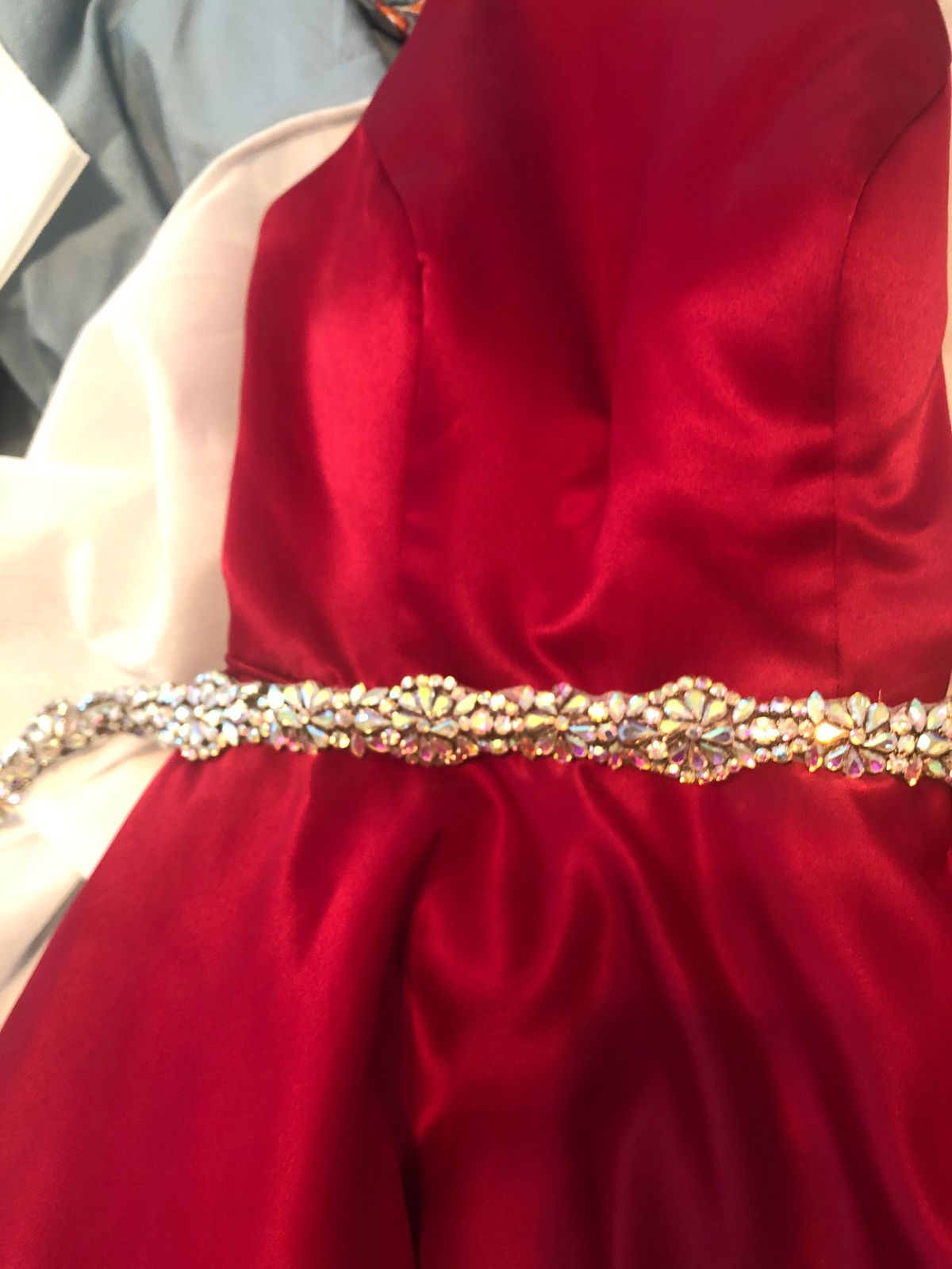 Size 2 Prom High Neck Red Ball Gown on Queenly