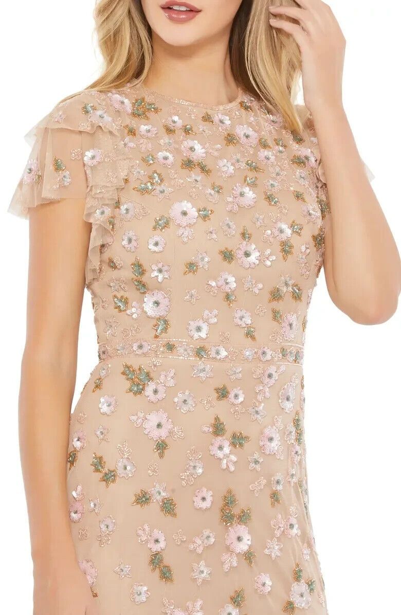 Mac Duggal Plus Size 18 Sequined Nude A-line Dress on Queenly