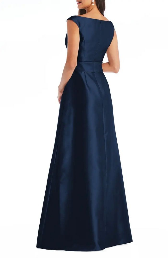 Style D811S Alfred Sung Size 0 Off The Shoulder Blue A-line Dress on Queenly