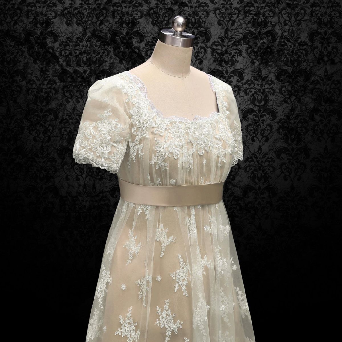 Wonderland By Lilian Plus Size 18 Prom Lace Nude A-line Dress on Queenly