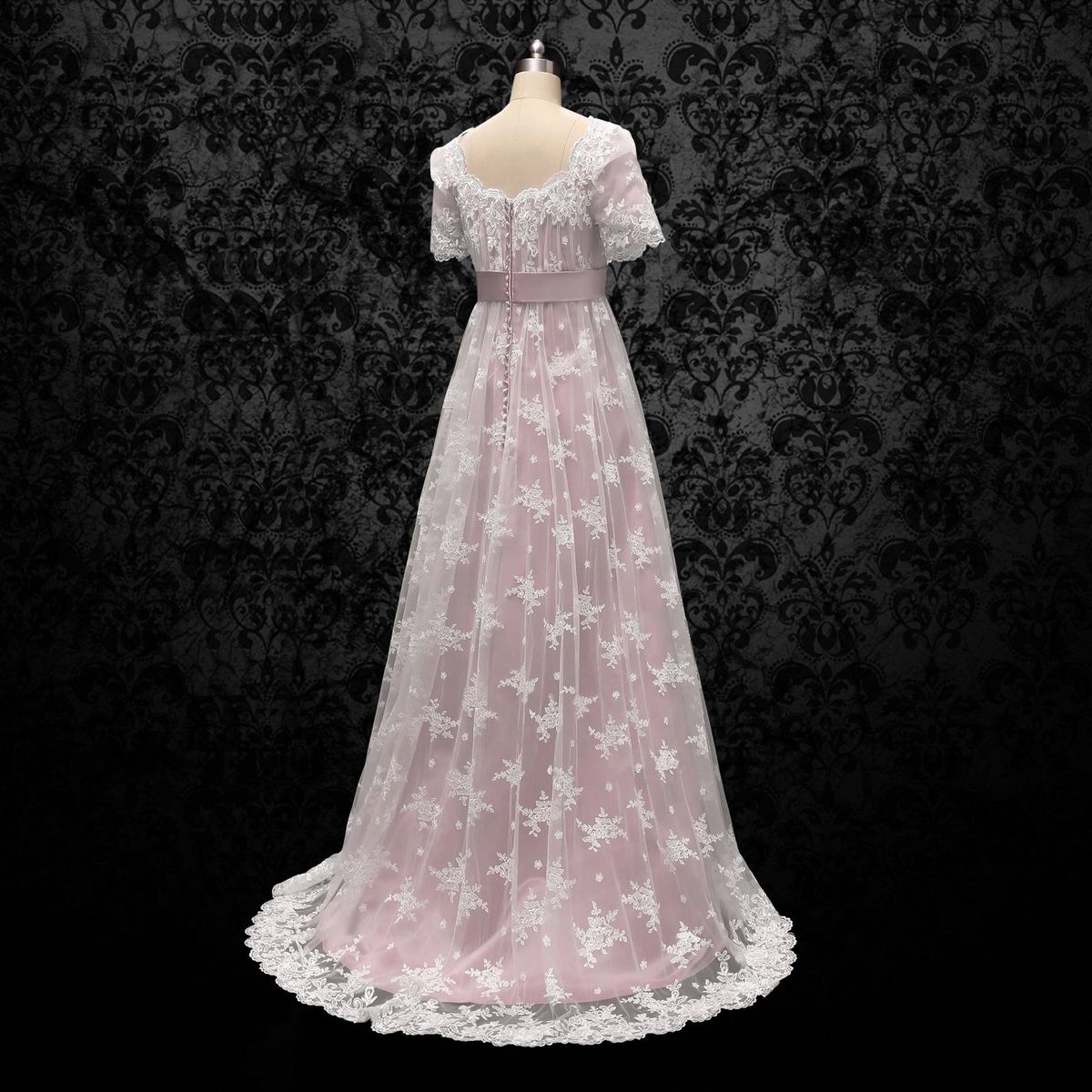 Wonderland By Lilian Size 0 Prom Lace Pink A-line Dress on Queenly