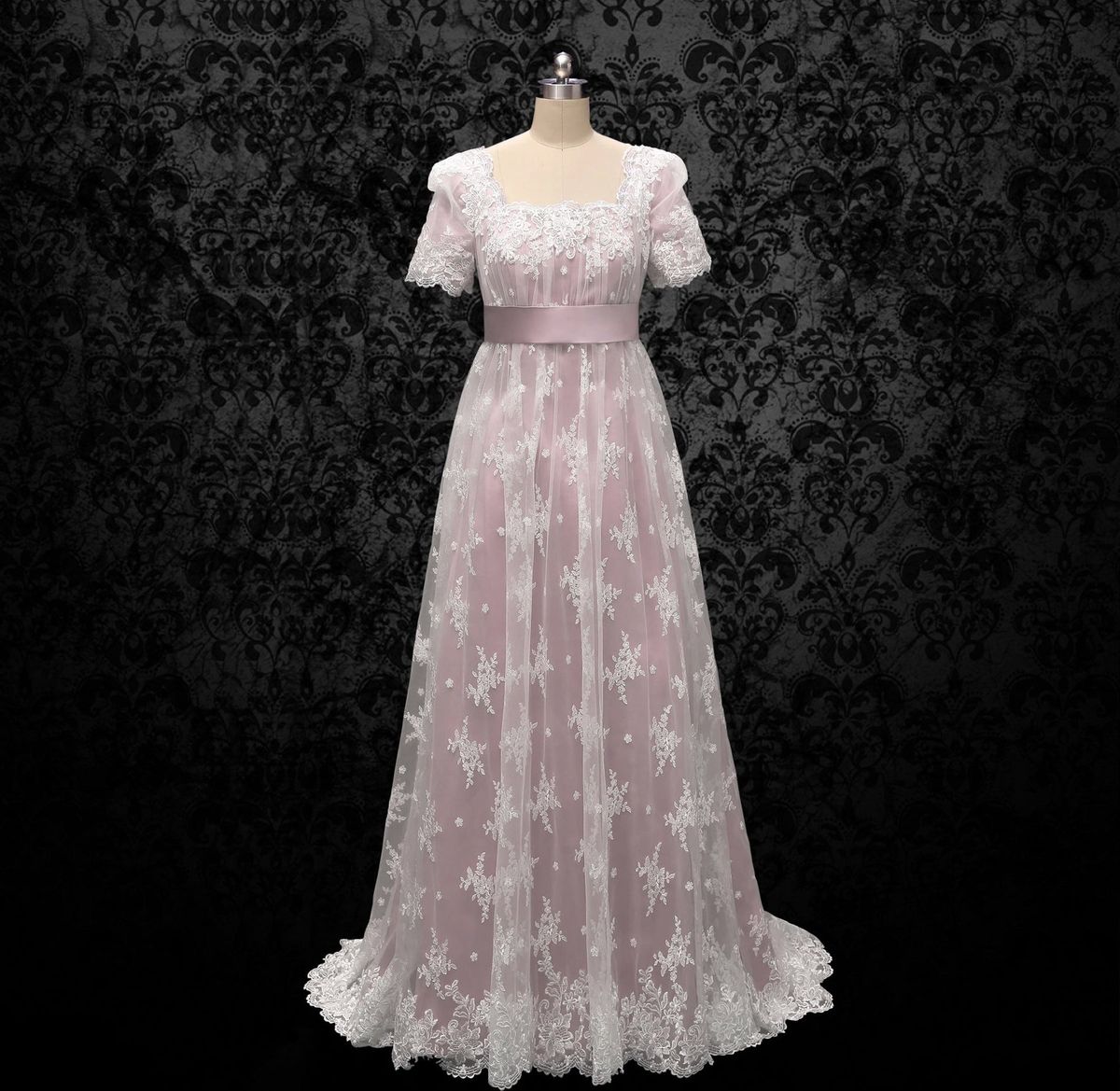 Wonderland By Lilian Plus Size 20 Prom Lace Pink A-line Dress on Queenly