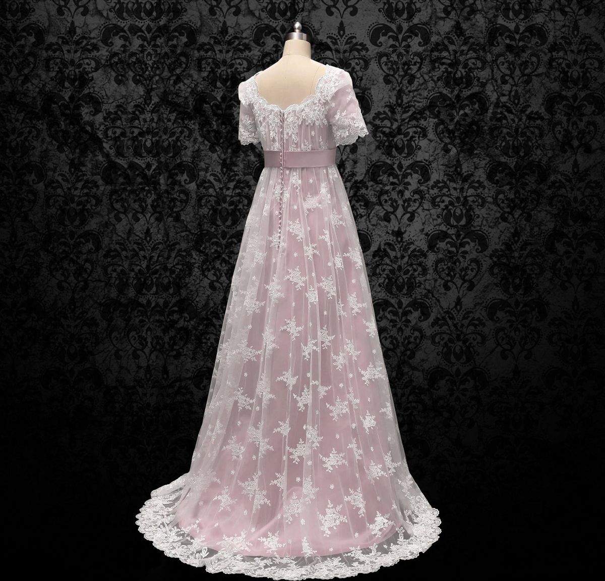 Wonderland By Lilian Plus Size 24 Prom Lace Pink A-line Dress on Queenly