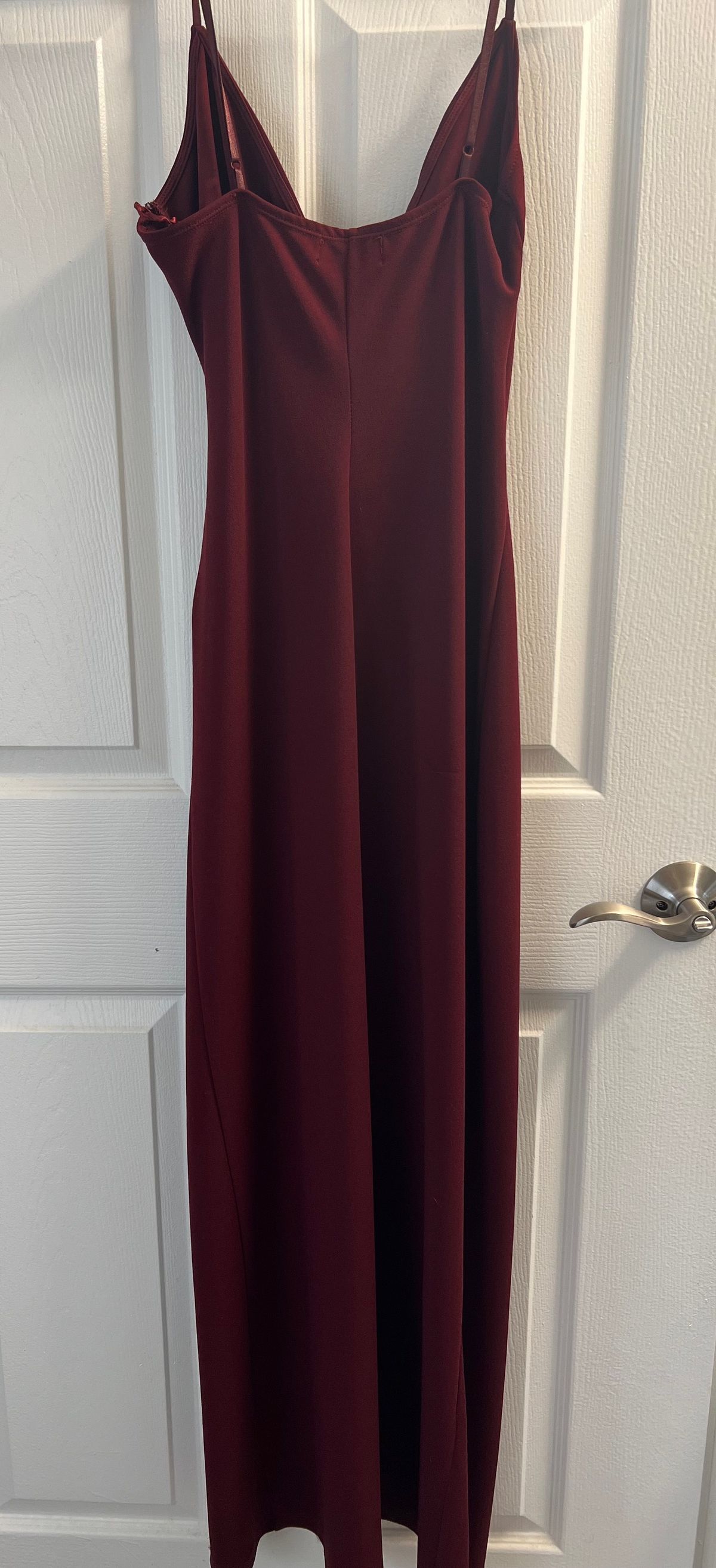 Size M Prom Plunge Red Side Slit Dress on Queenly
