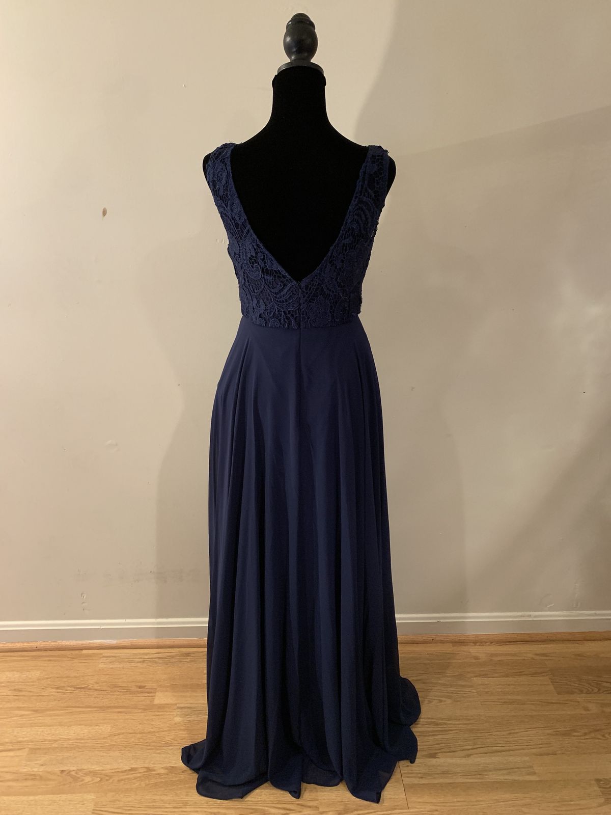 Size 4 Plunge Navy Blue A-line Dress on Queenly