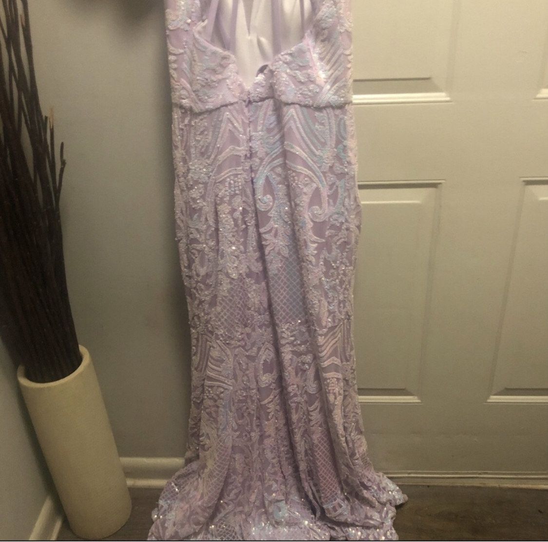 Morgan and Co Size 12 Prom Plunge Purple Ball Gown on Queenly
