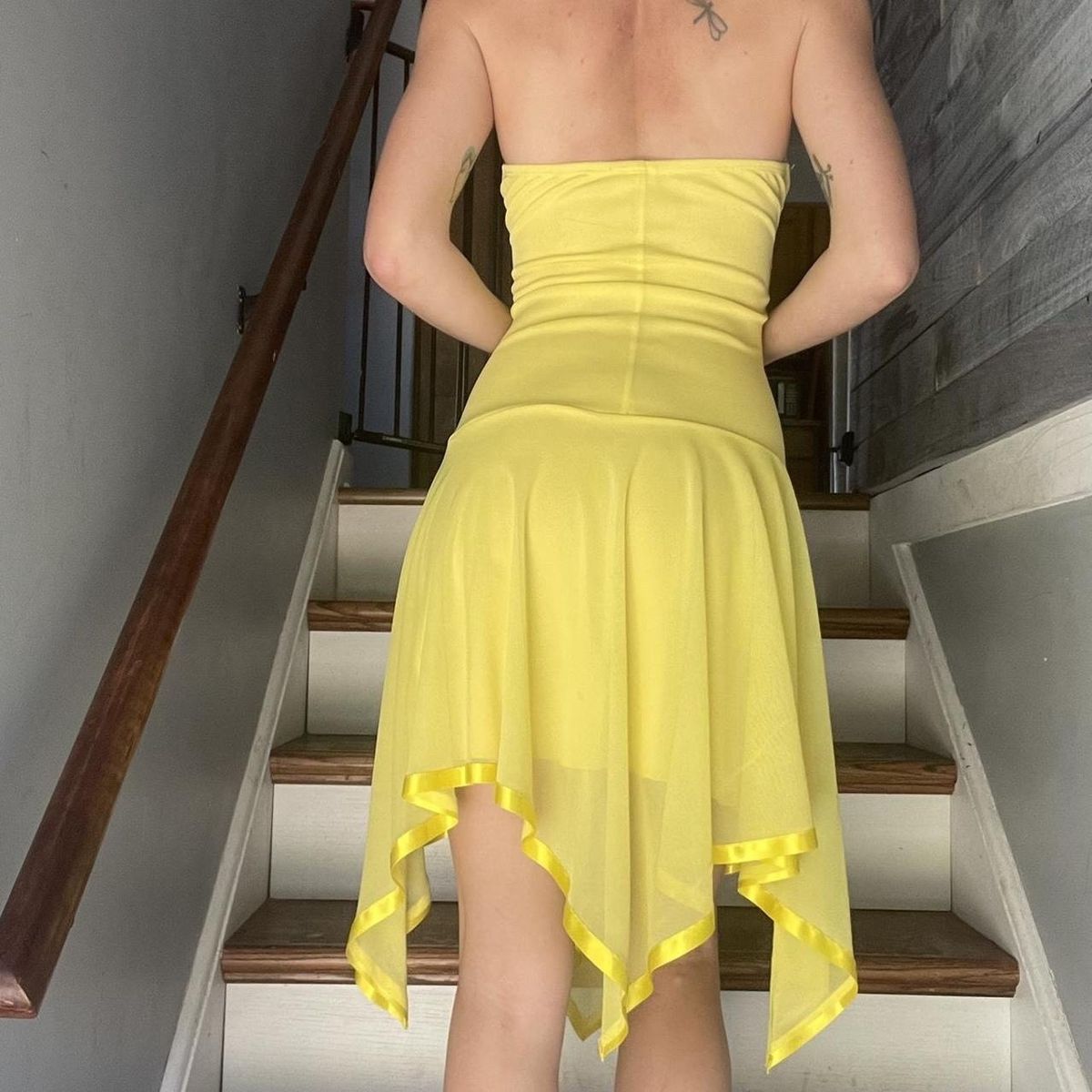 Size S Homecoming Halter Yellow Cocktail Dress on Queenly