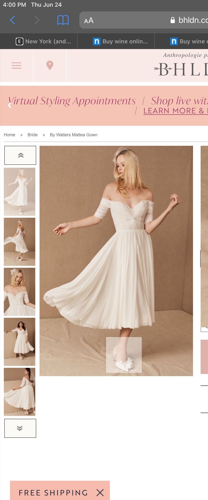 Style Waters Matea Gown: Ivory never altered  BHLDN Size 4 Wedding Off The Shoulder White Floor Length Maxi on Queenly