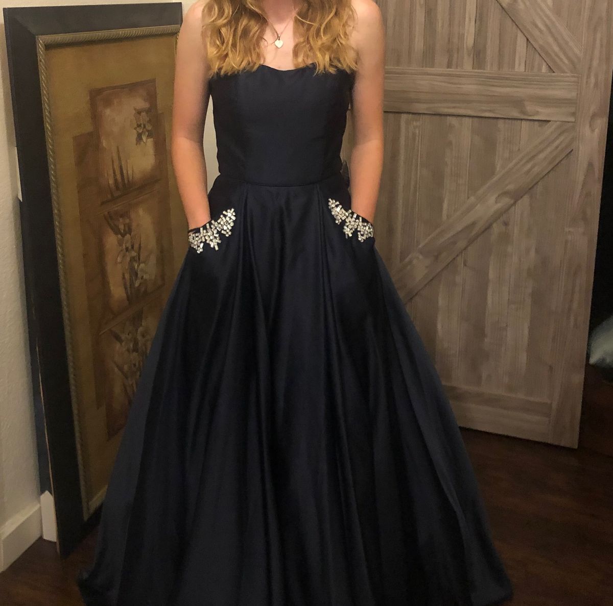 Windsor Size 4 Prom Strapless Blue Ball Gown on Queenly
