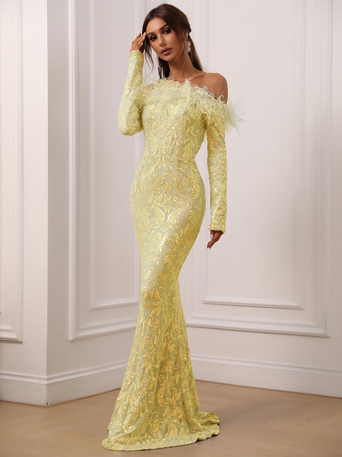 Style FSWD1132 Faeriesty Size XS Prom Long Sleeve Yellow Floor Length Maxi on Queenly