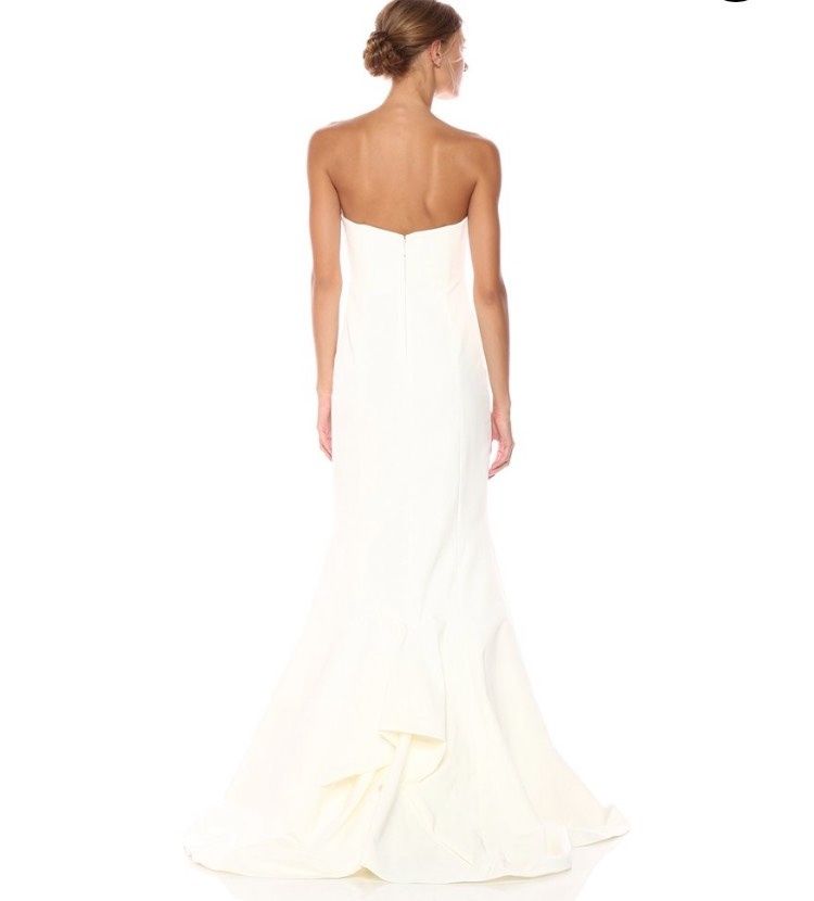 Nicole Miller Size 14 Wedding Strapless Satin White Mermaid Dress on Queenly