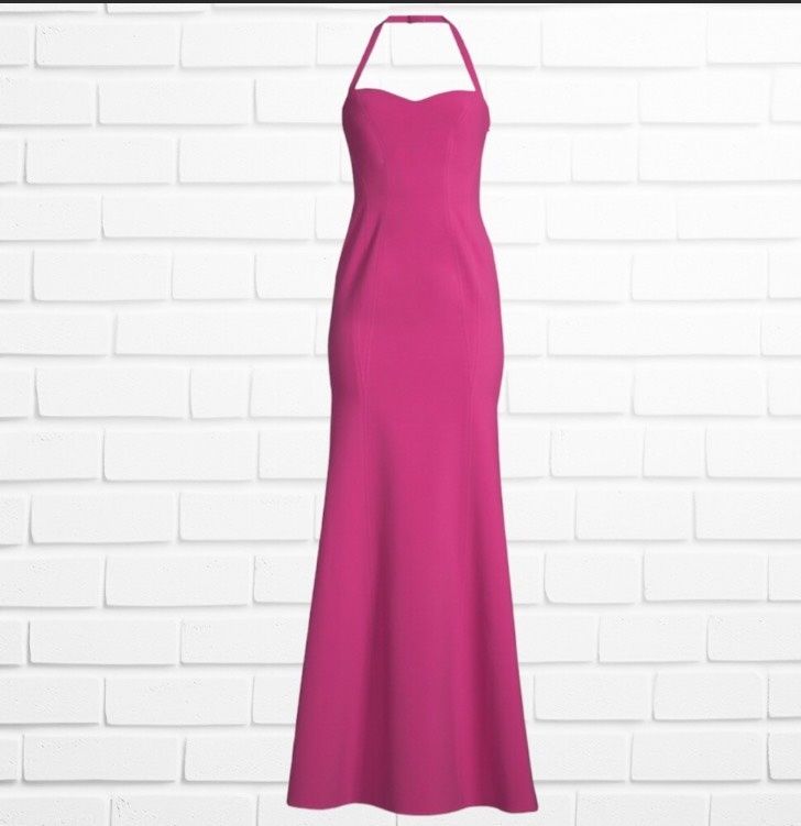 Likely Size 8 Wedding Guest Halter Pink Mermaid Dress on Queenly