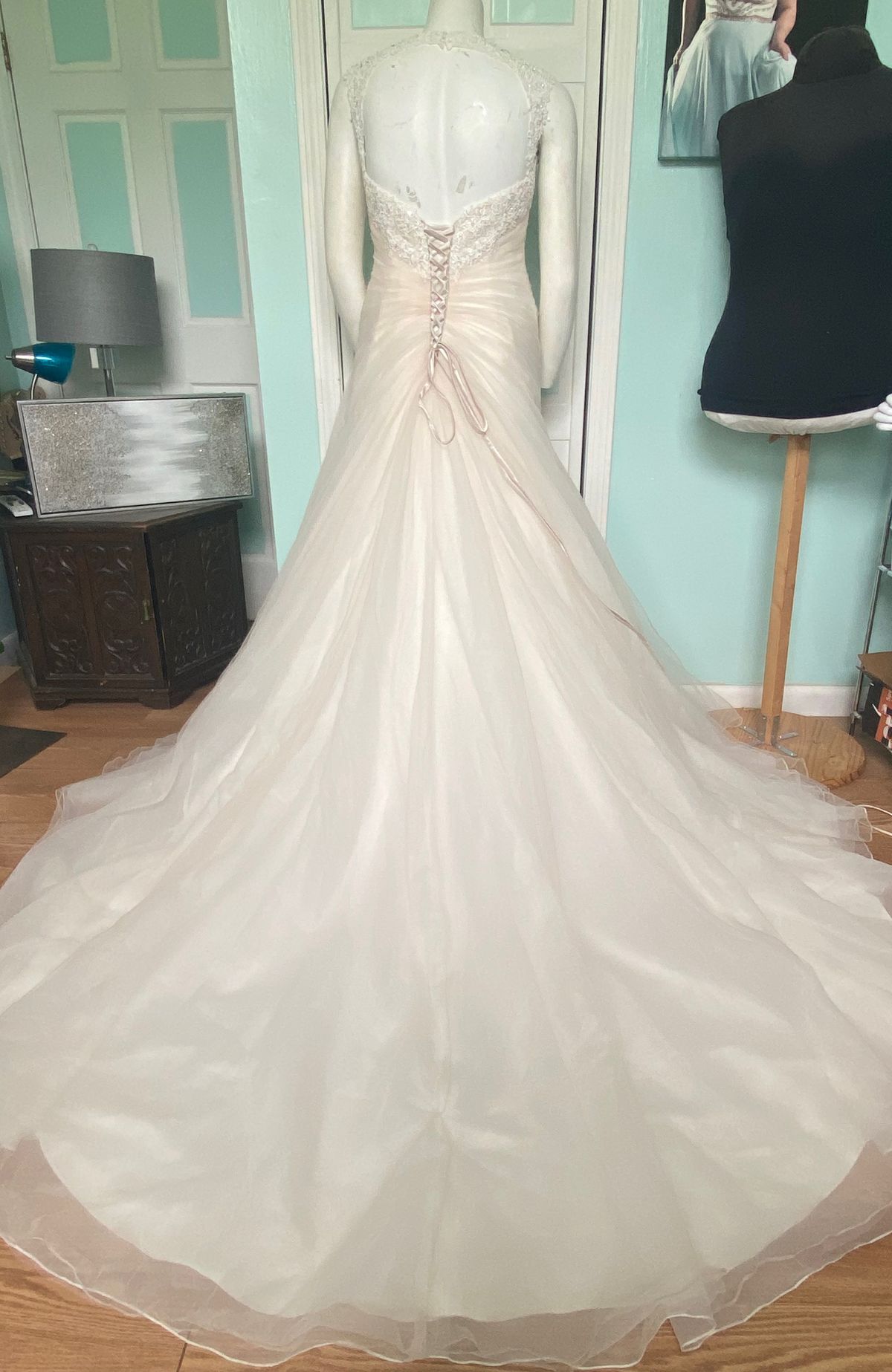 Style Y21508 Sophia Tolli Size 14 Cap Sleeve Nude Ball Gown on Queenly