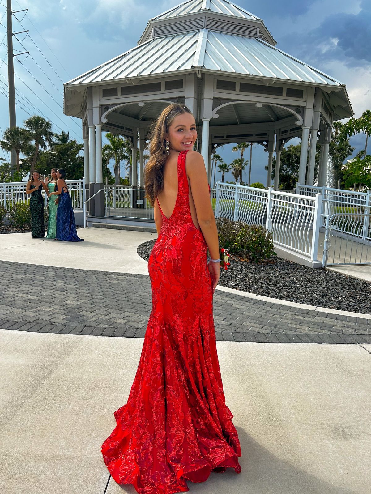 Ava Presley Size 2 Prom Plunge Red Mermaid Dress on Queenly