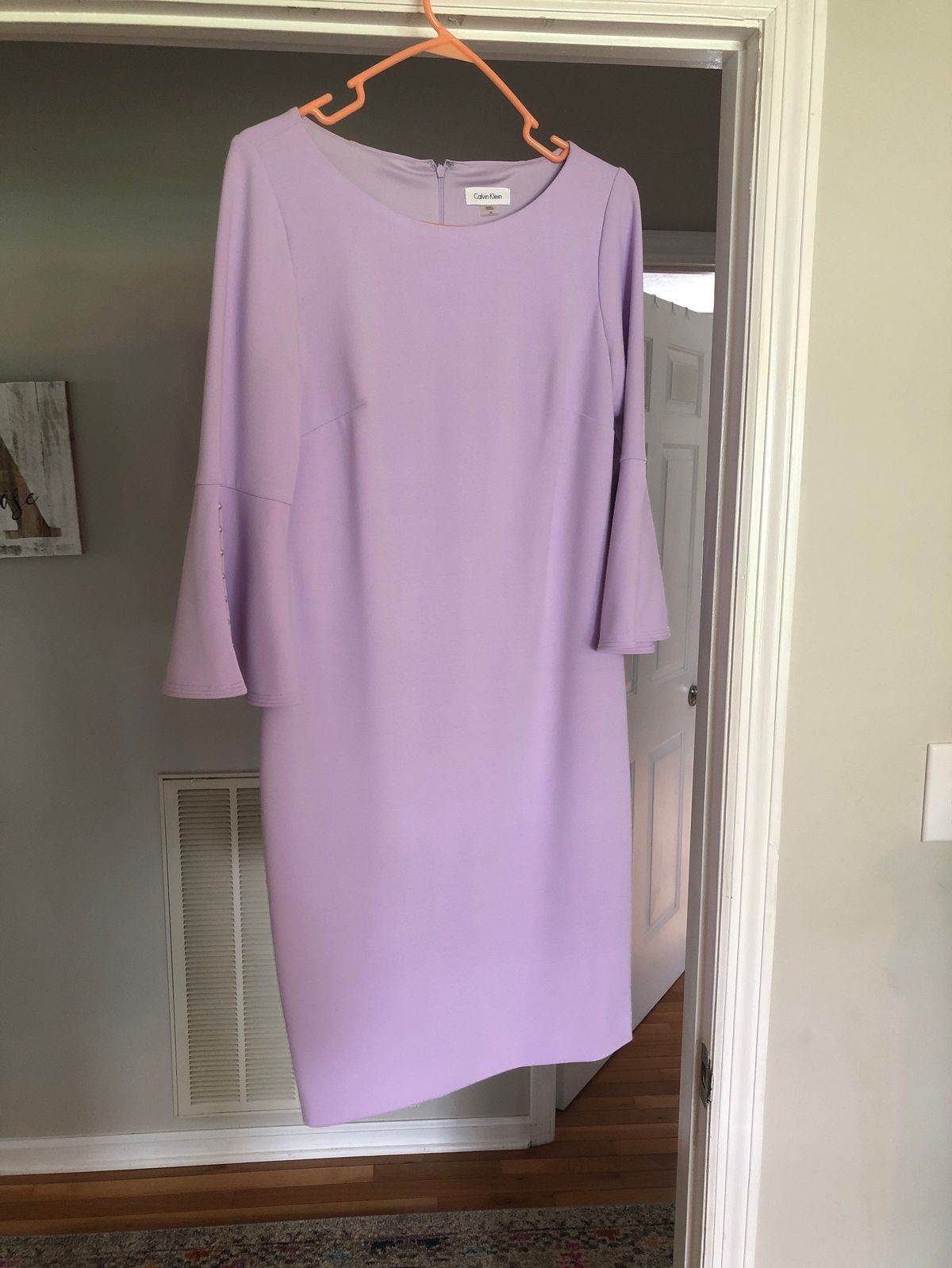 Calvin Klein Size 10 Wedding Guest Long Sleeve Light Purple Floor Length Maxi on Queenly