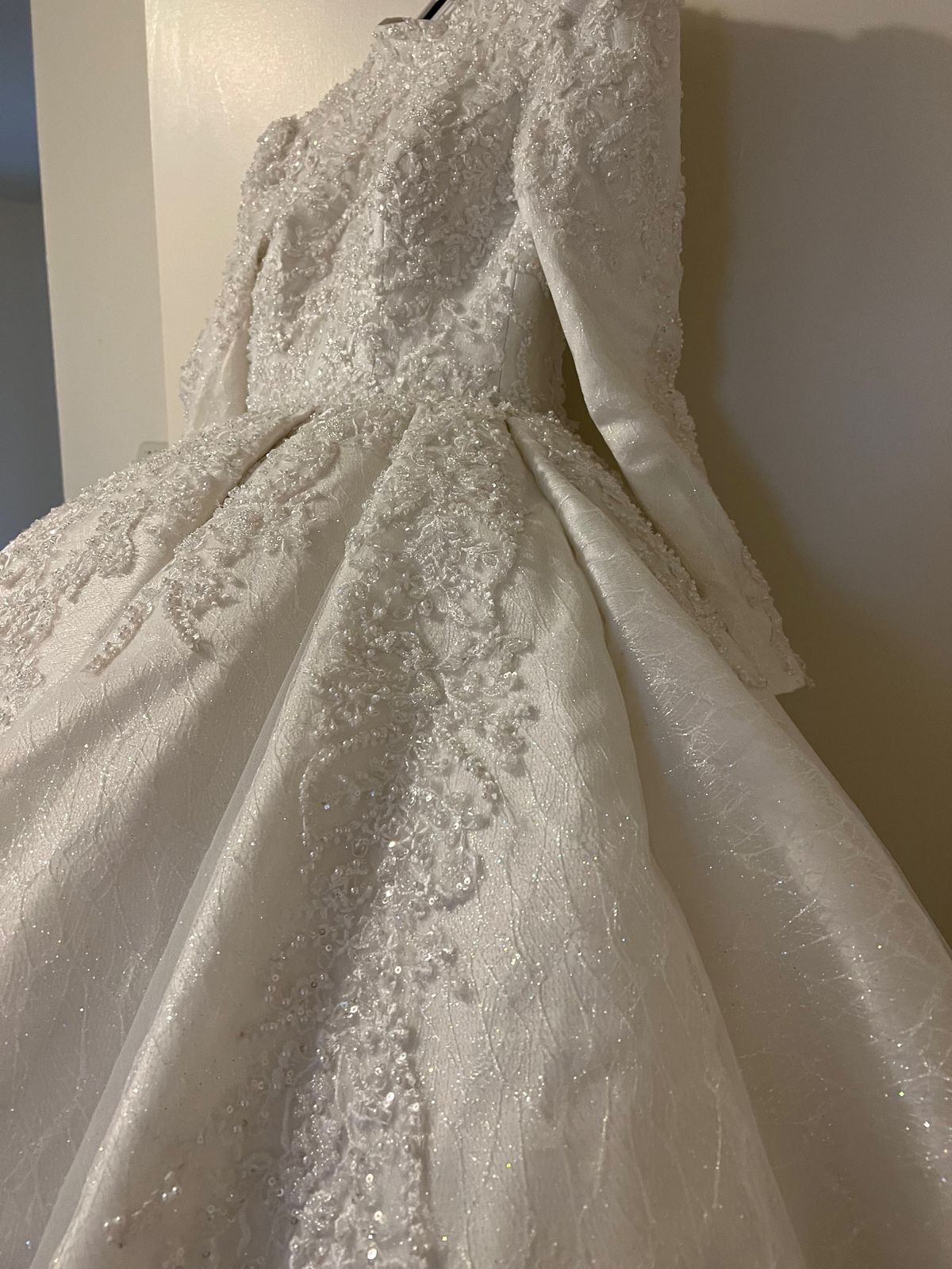 Size 8 Wedding Long Sleeve White Ball Gown on Queenly
