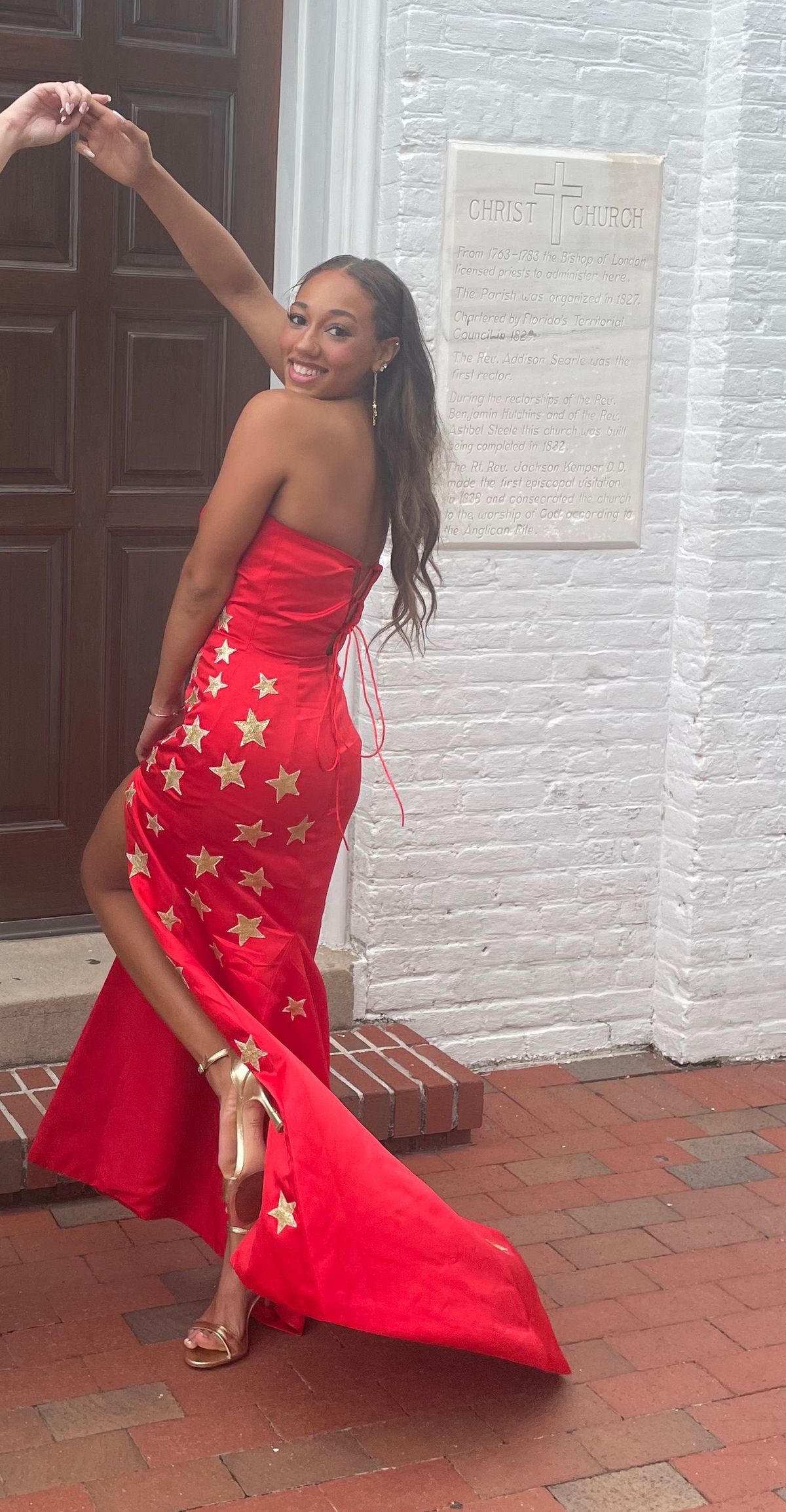 Size 4 Prom Strapless Red Side Slit Dress on Queenly