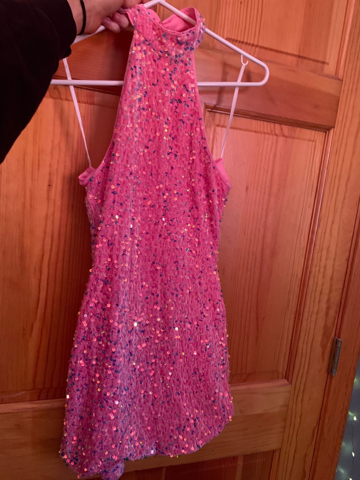 Size 4 Homecoming High Neck Hot Pink Cocktail Dress on Queenly