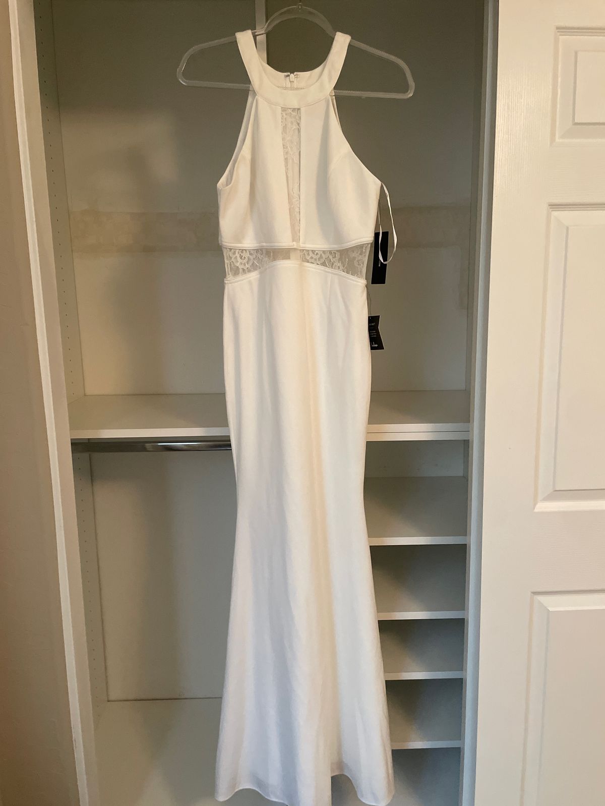 Lulus Size M Prom High Neck White Mermaid Dress on Queenly