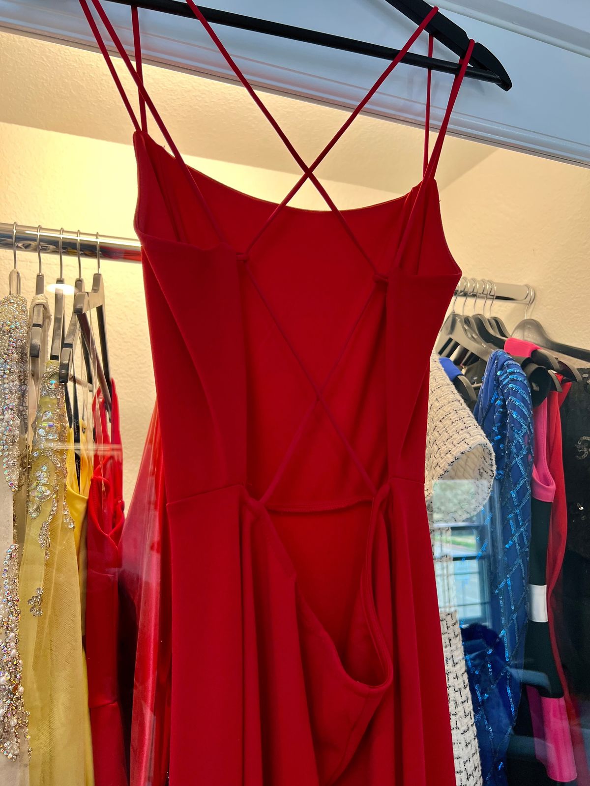 Windsor Size S Prom Plunge Red A-line Dress on Queenly