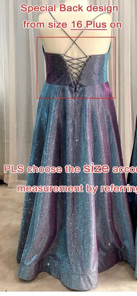 Plus Size 24 Prom Plunge Blue A-line Dress on Queenly