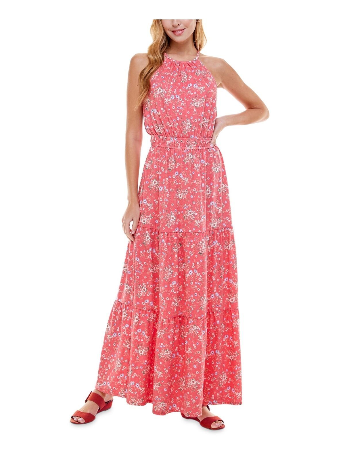 KINGSTON Size 8 Halter Floral Red A-line Dress on Queenly