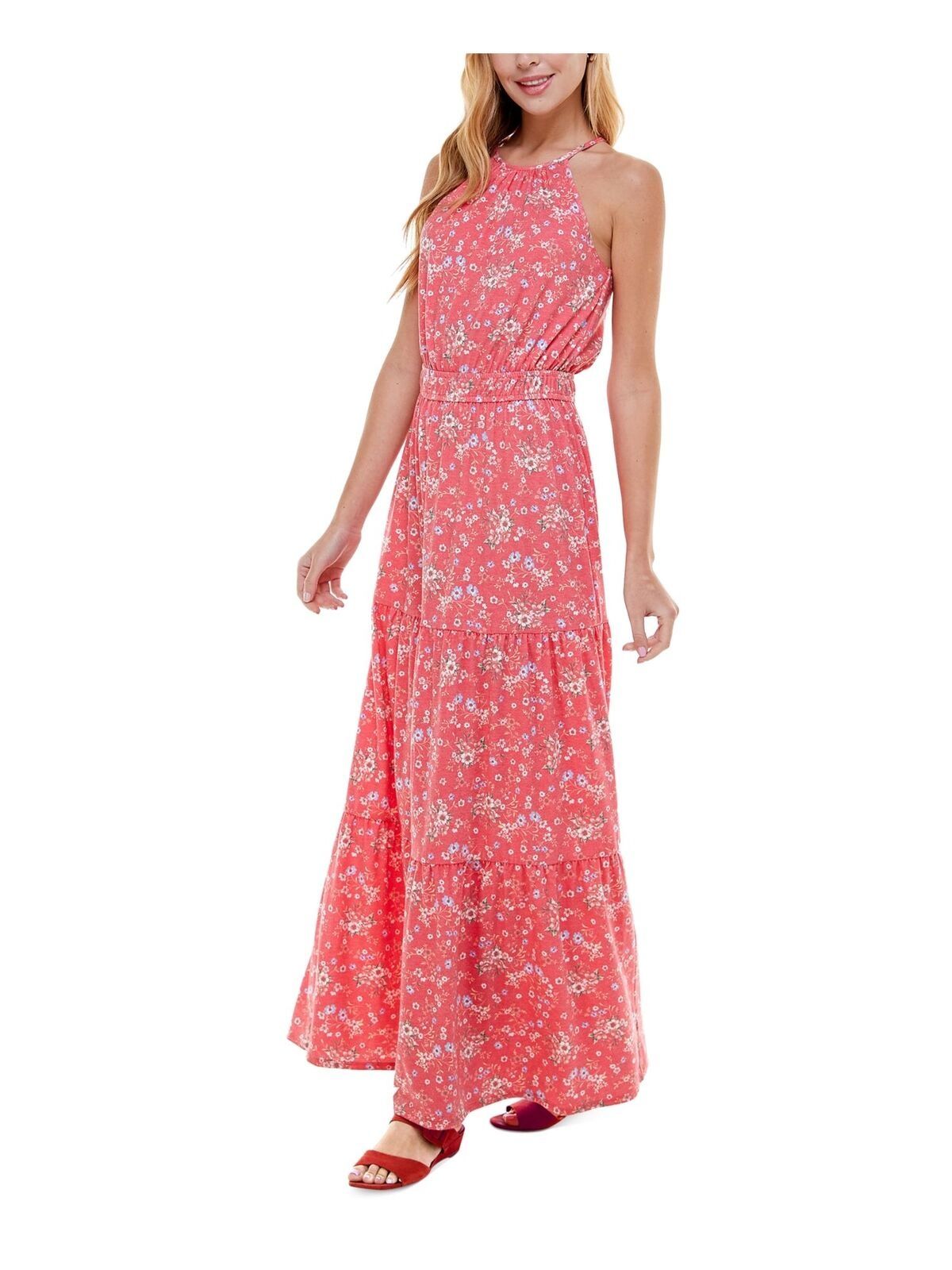 KINGSTON Size 8 Halter Floral Red A-line Dress on Queenly