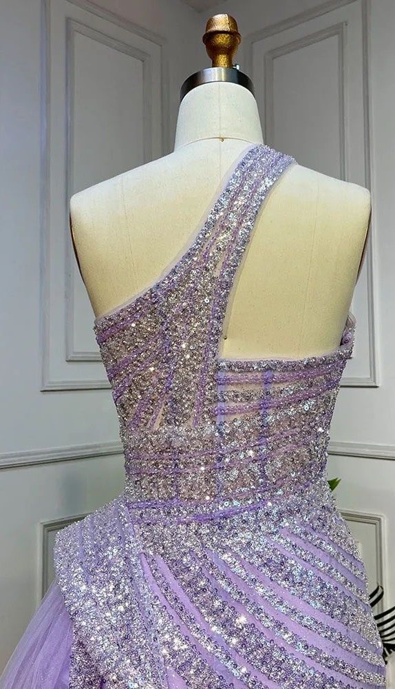 Size 8 Wedding Guest One Shoulder Purple Side Slit Dress on Queenly