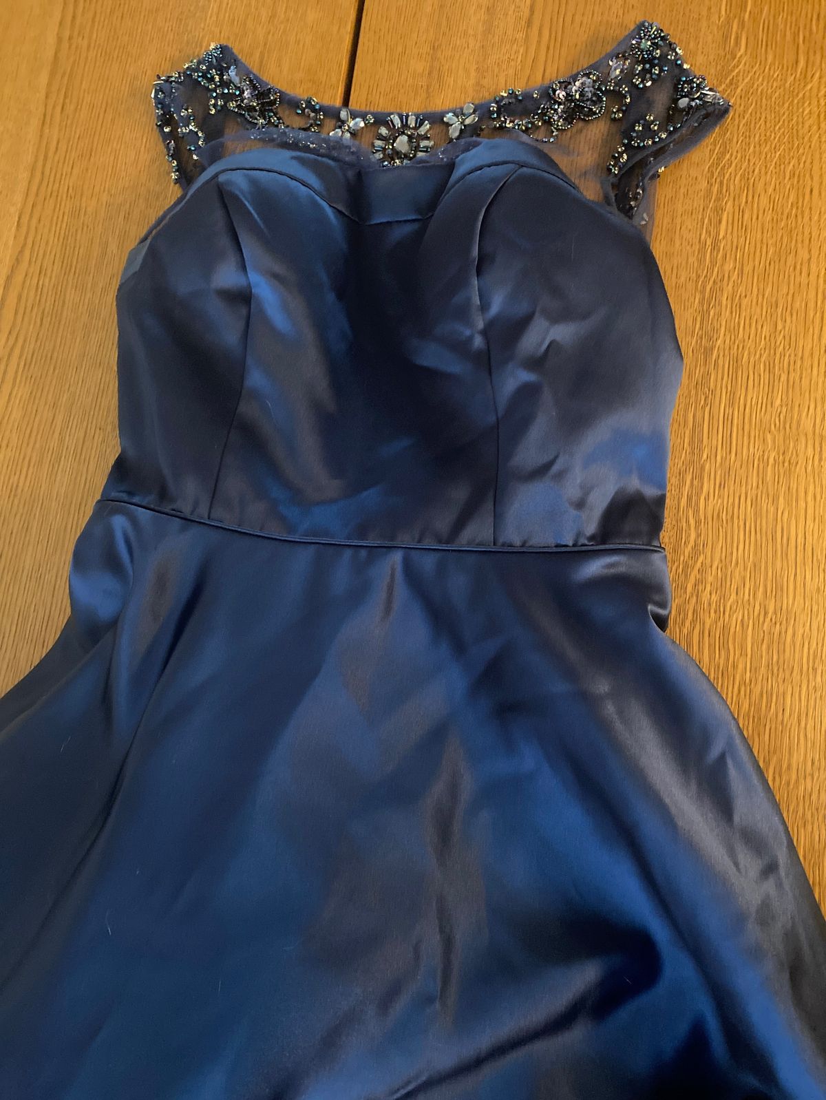 Sherri Hill Size L Pageant High Neck Sheer Blue Ball Gown on Queenly