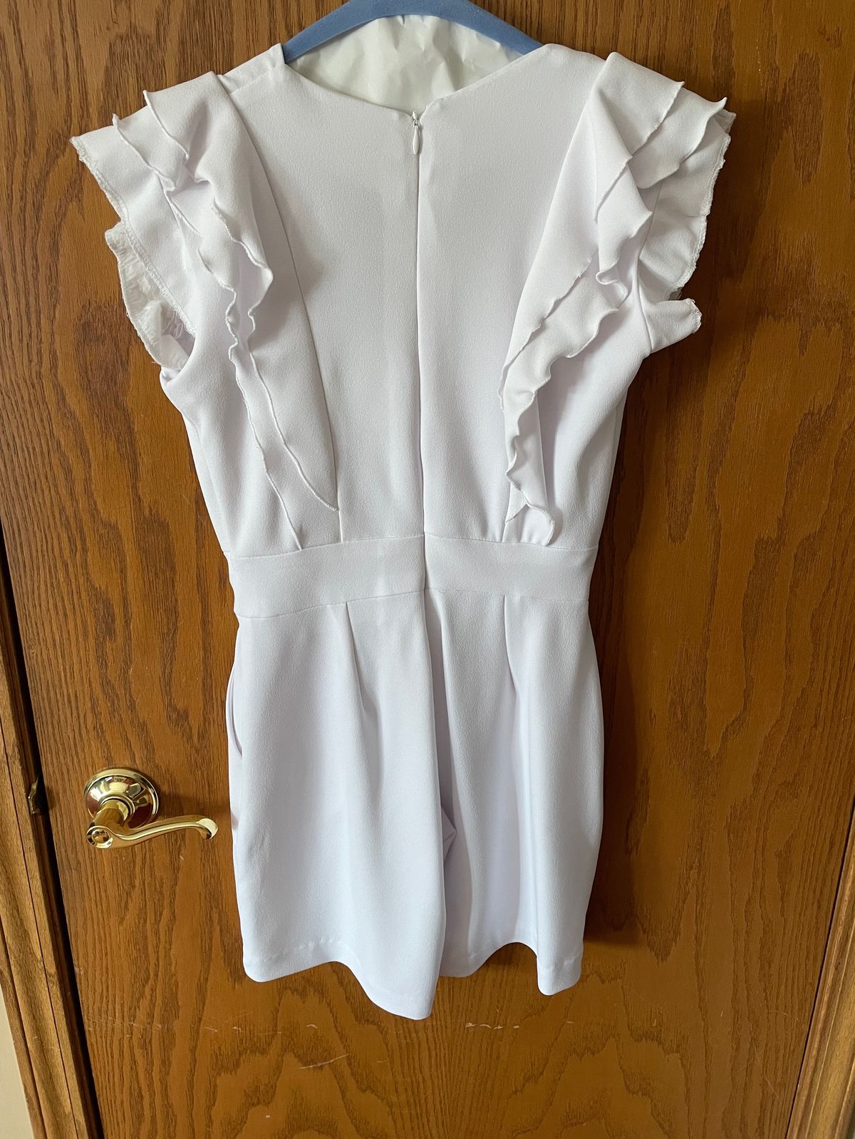 Size 2 Pageant Plunge White Formal Jumpsuit on Queenly
