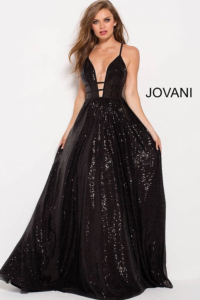 Style 51805 Jovani Size 8 Black Ball Gown on Queenly