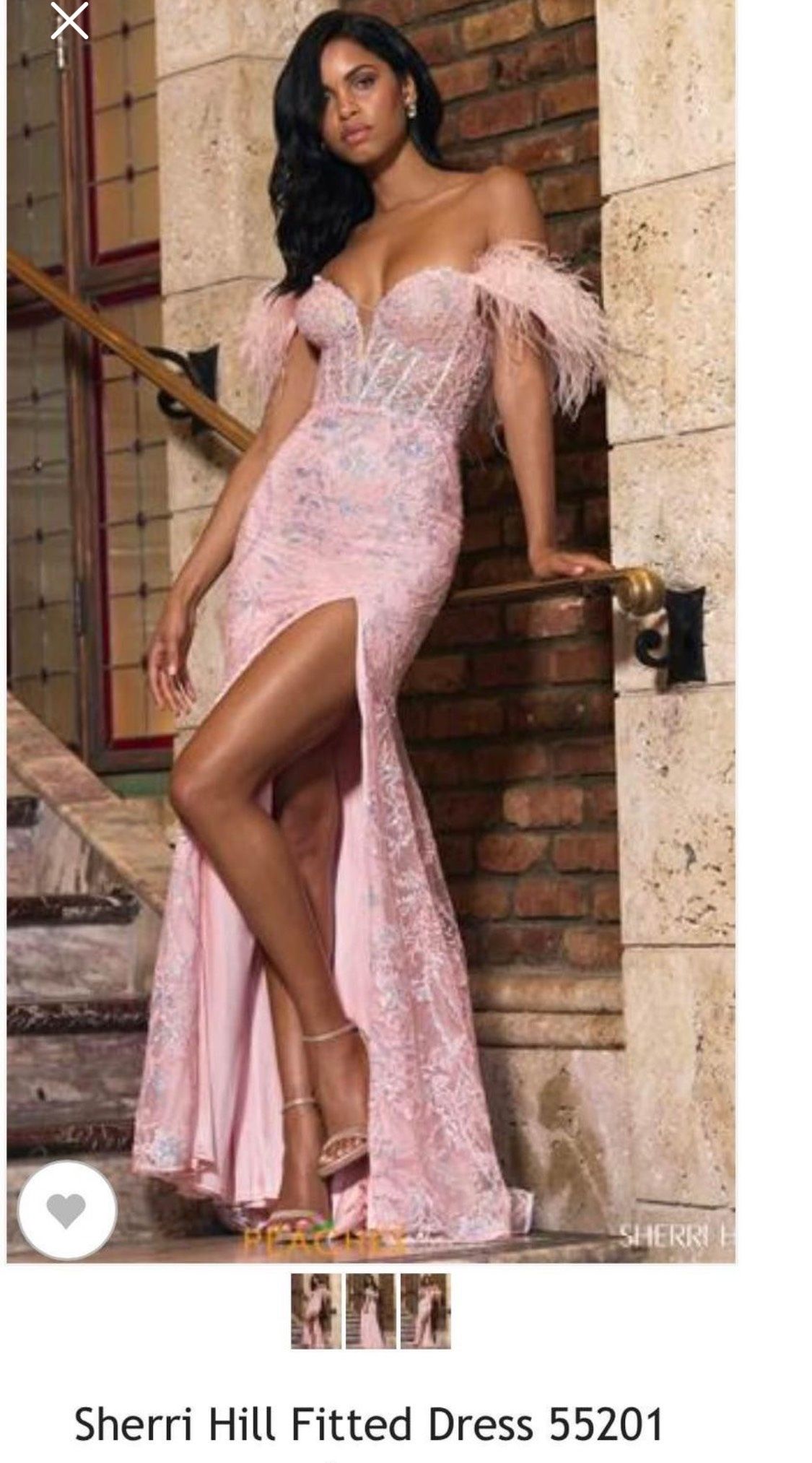 Style 55201 Sherri Hill Size 2 Prom Plunge Pink Side Slit Dress on Queenly