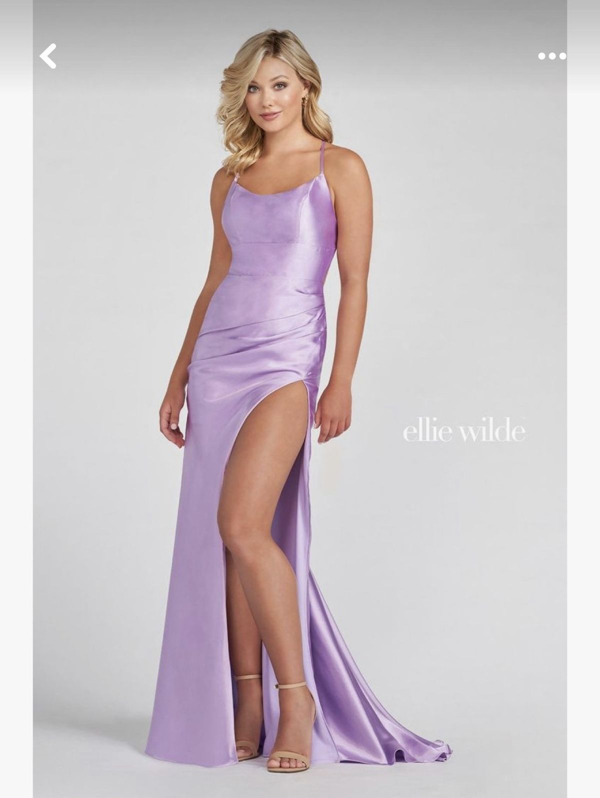 Ellie Wilde Size 2 Prom Plunge Purple Side Slit Dress on Queenly