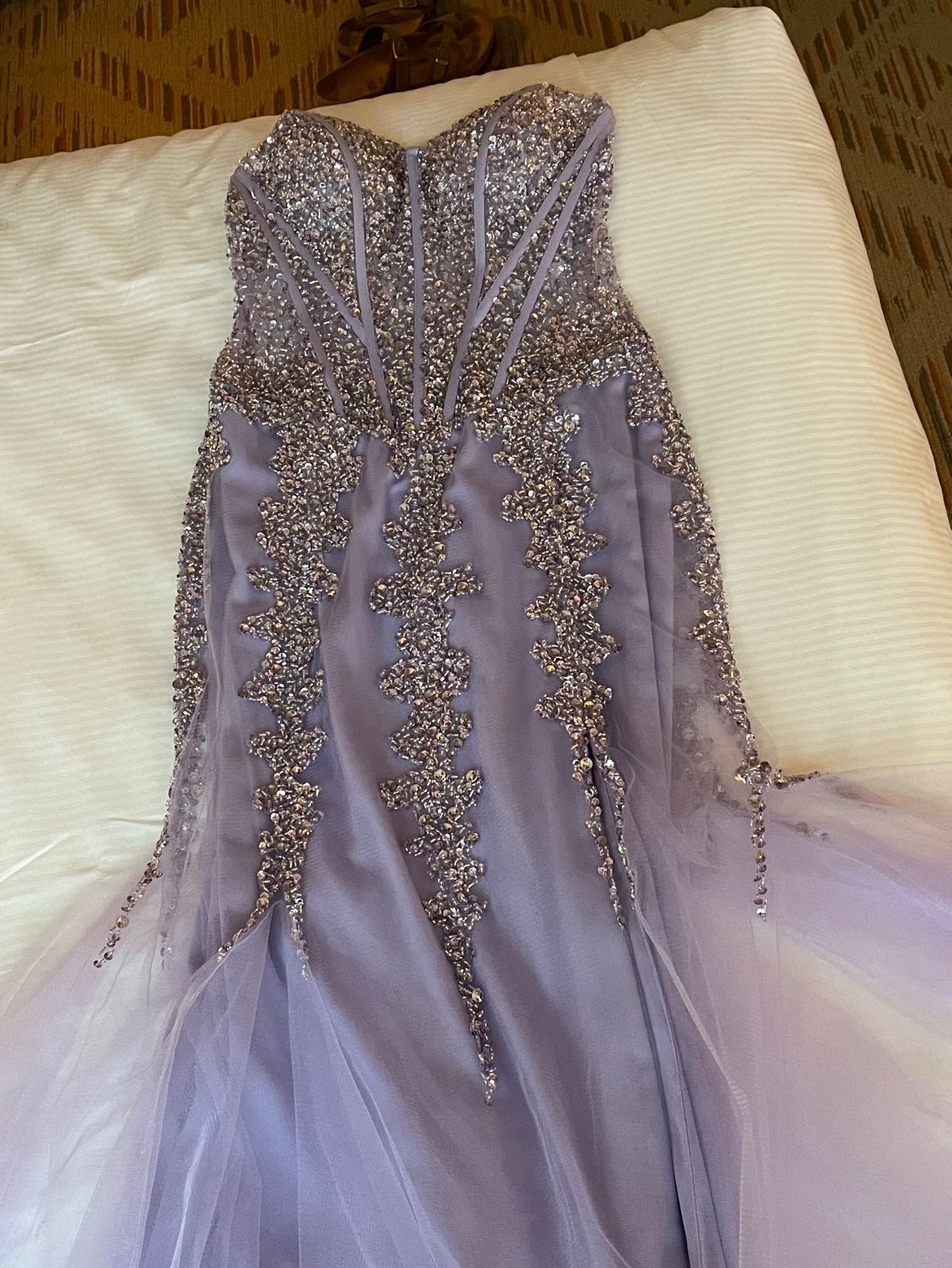 Style 22538 Jovani Size 6 Prom Strapless Purple Mermaid Dress on Queenly