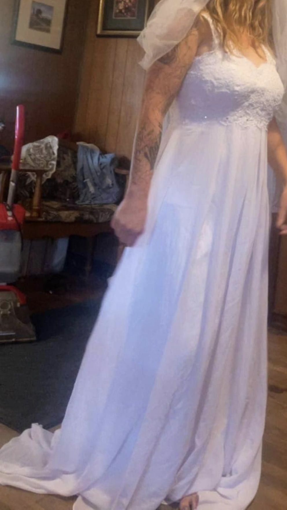 Size 14 White Dress With Train on Queenly