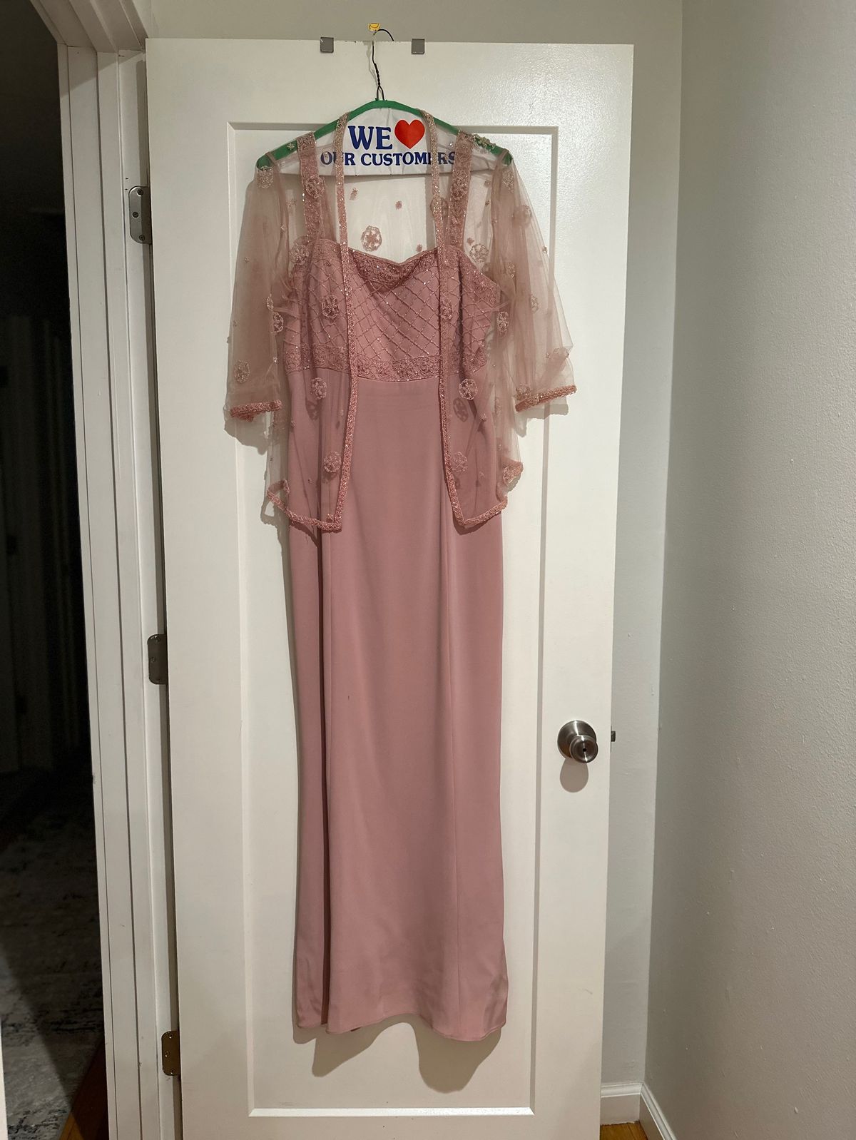 Size 12 Long Sleeve Pink Side Slit Dress on Queenly