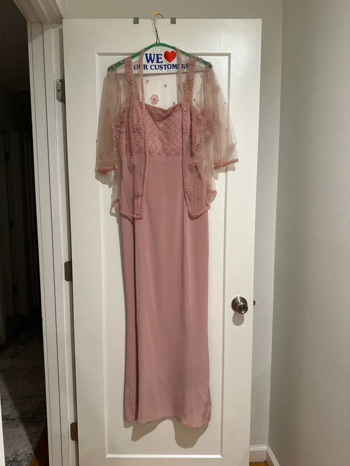 Size 12 Long Sleeve Pink Side Slit Dress on Queenly